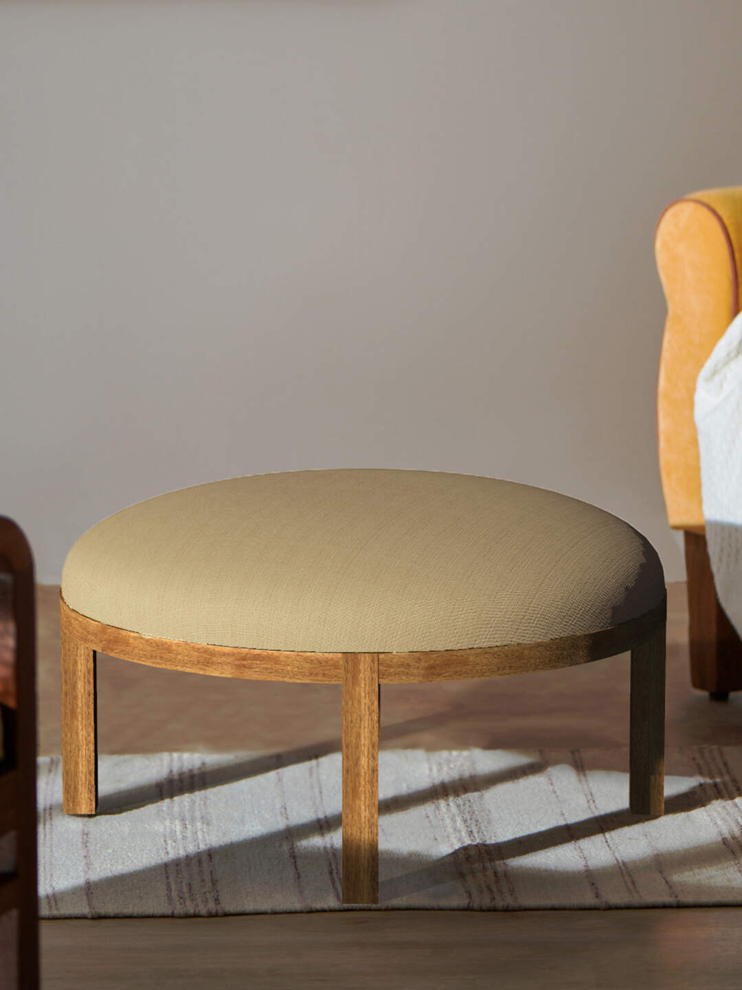 Chumbak Beige Bohemian Ottoman