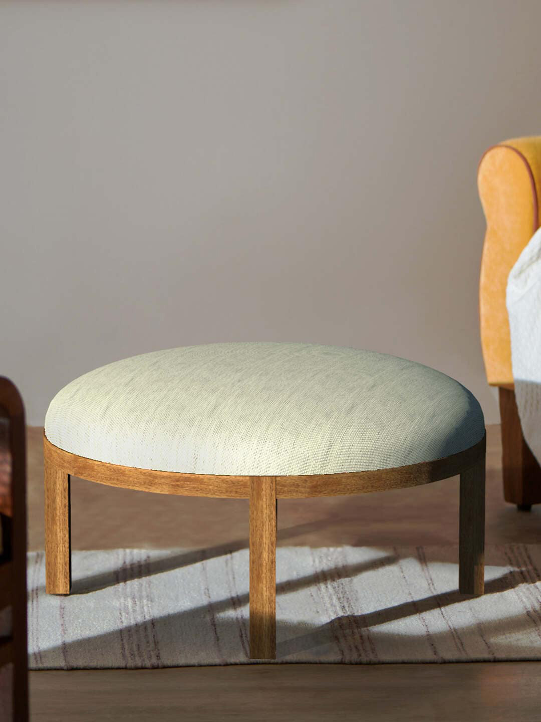 Chumbak Grey Round Ottoman