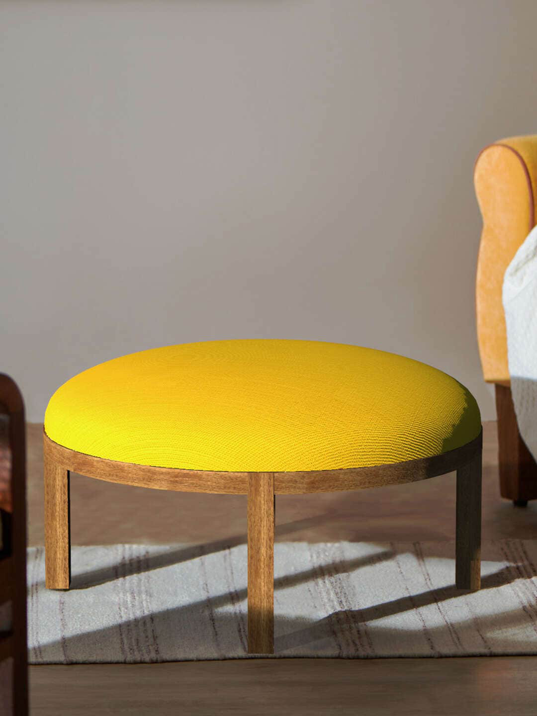 Chumbak Yellow Round Ottoman