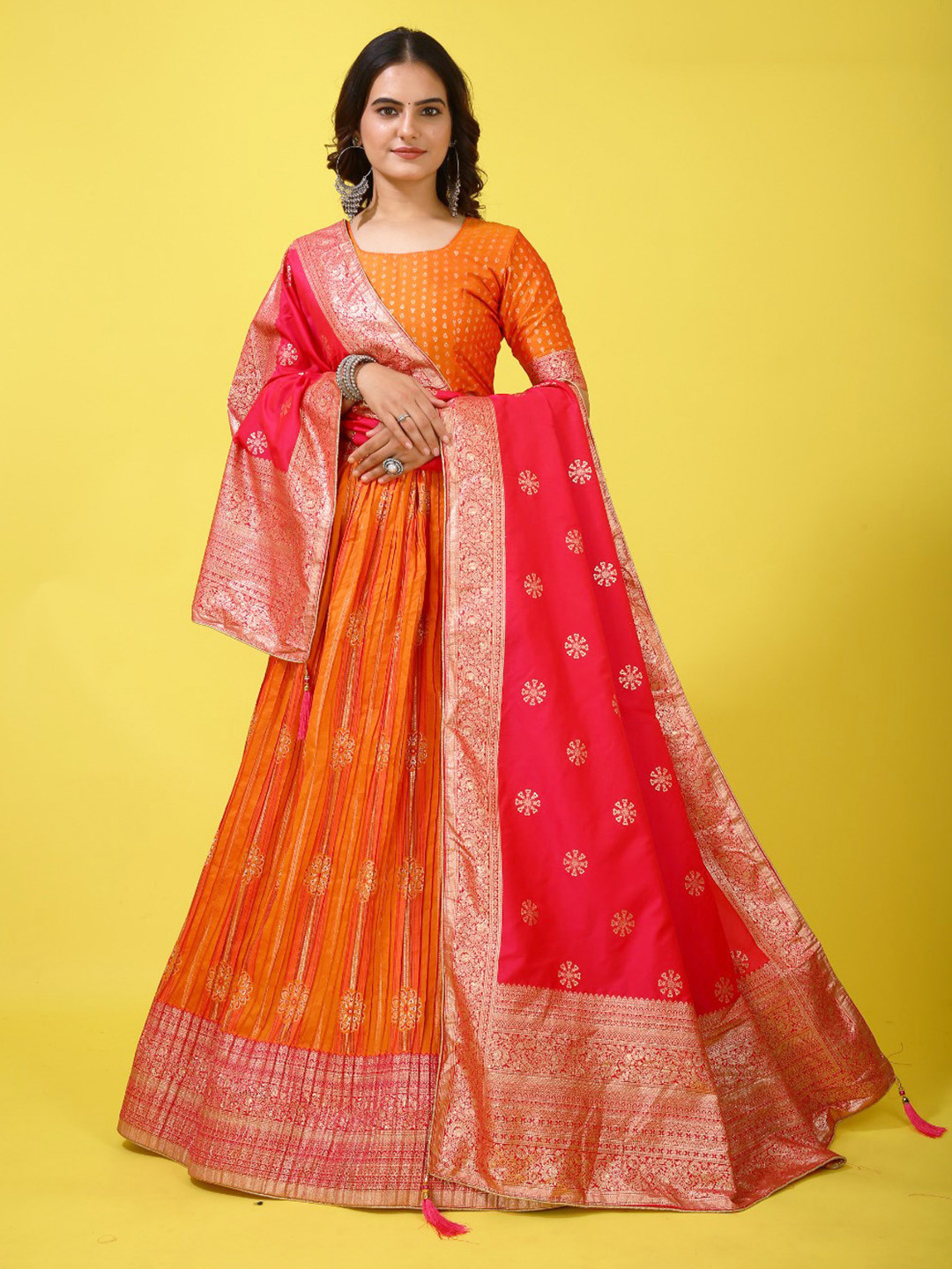 elora Semi-Stitched Lehenga & Unstitched Blouse With Dupatta