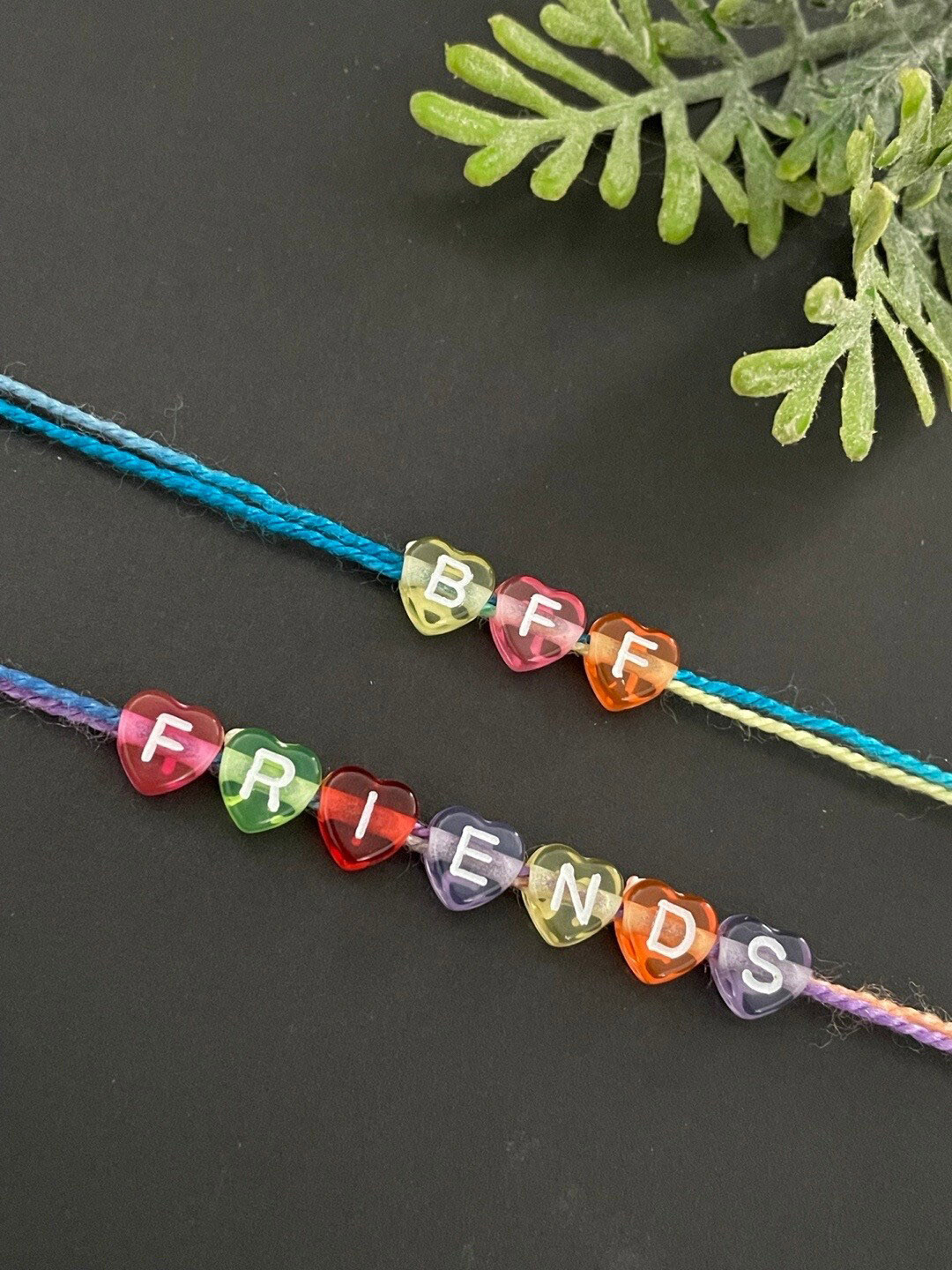 Digital Dress Room Set Of 2 BFF & FRIENDS Heart Shape Alphabet Beaded Wraparound Bracelet