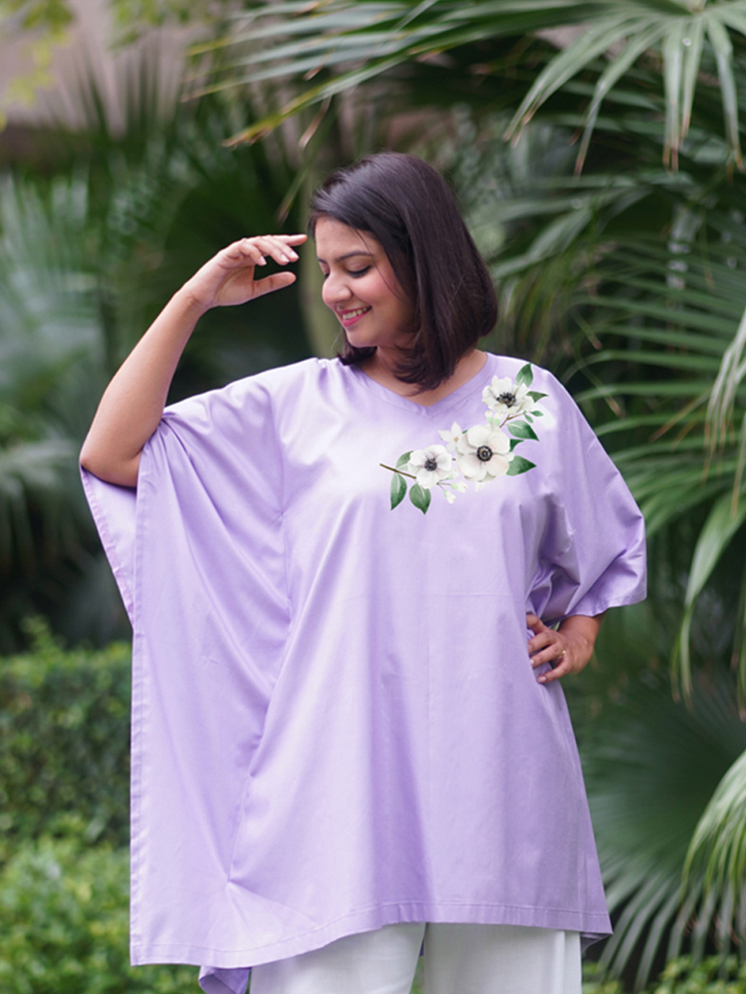 LetsDressUp Flared Sleeves Floral Printed Kaftan Kurta