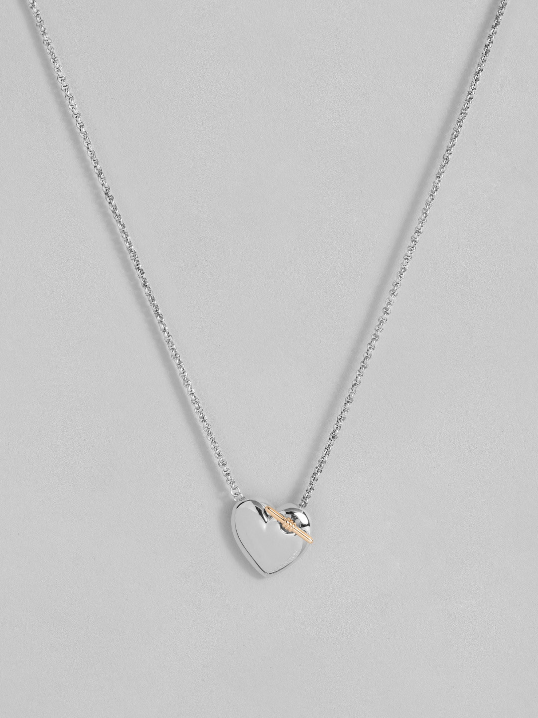 OLIVIA BURTON LONDON Women Stainless Steel Brass-Plated Knot Heart-Shaped Pendant Necklace