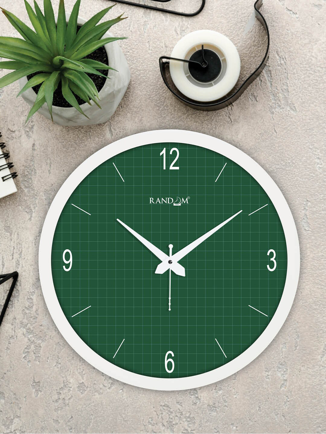 RANDOM White & Green Contemporary Wall Clock