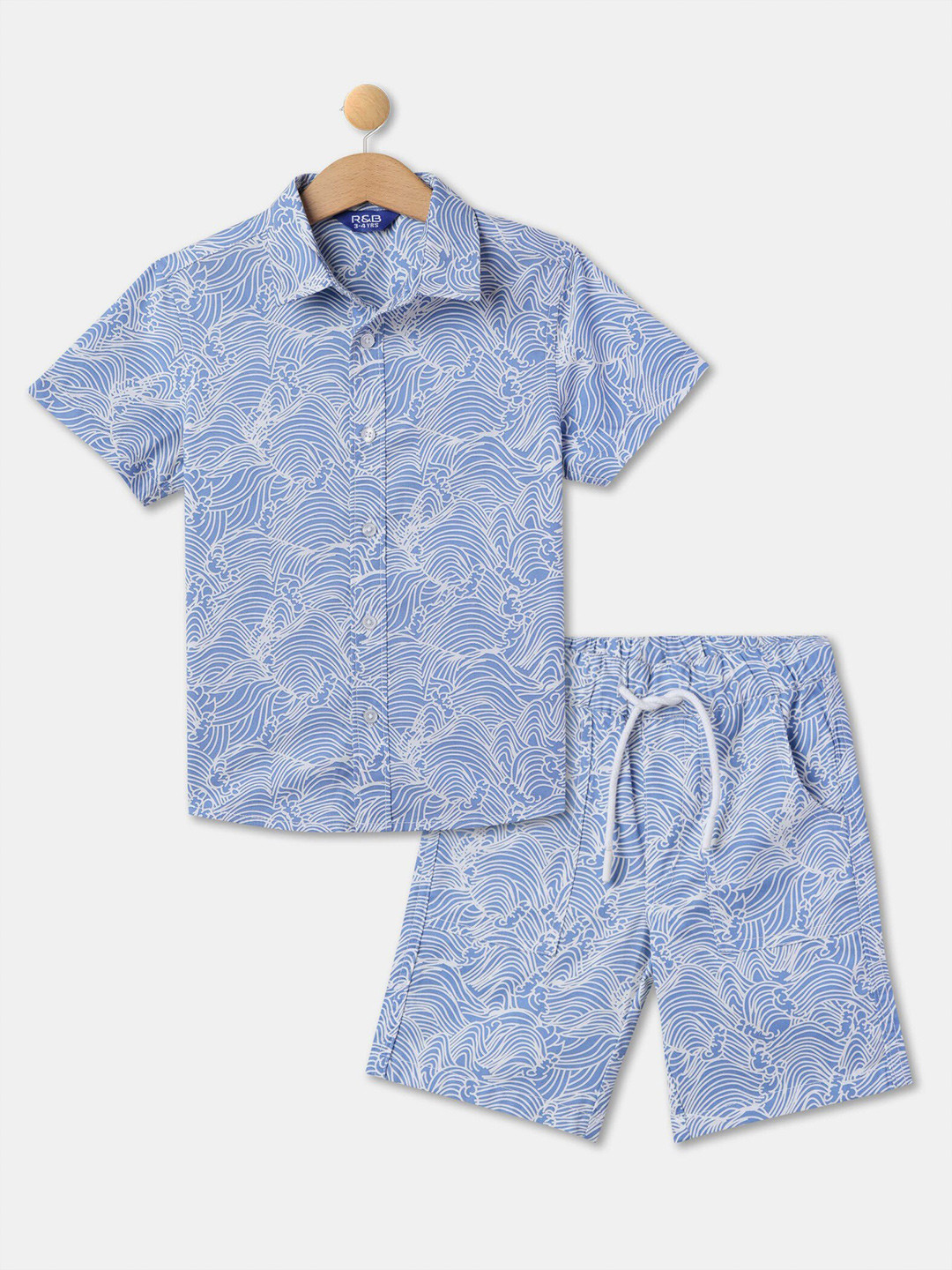 R&B Boys Abstract Printed Pure Cotton Shirt With Shorts