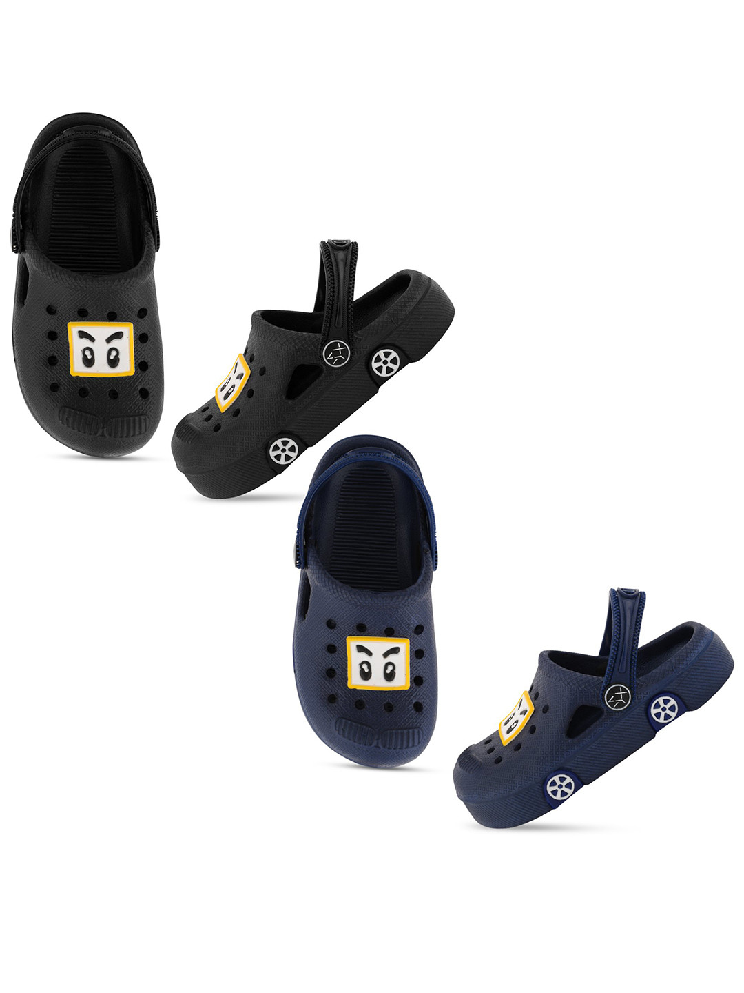 Smartots Kids Set Of 2 Self Design Rubber Clogs