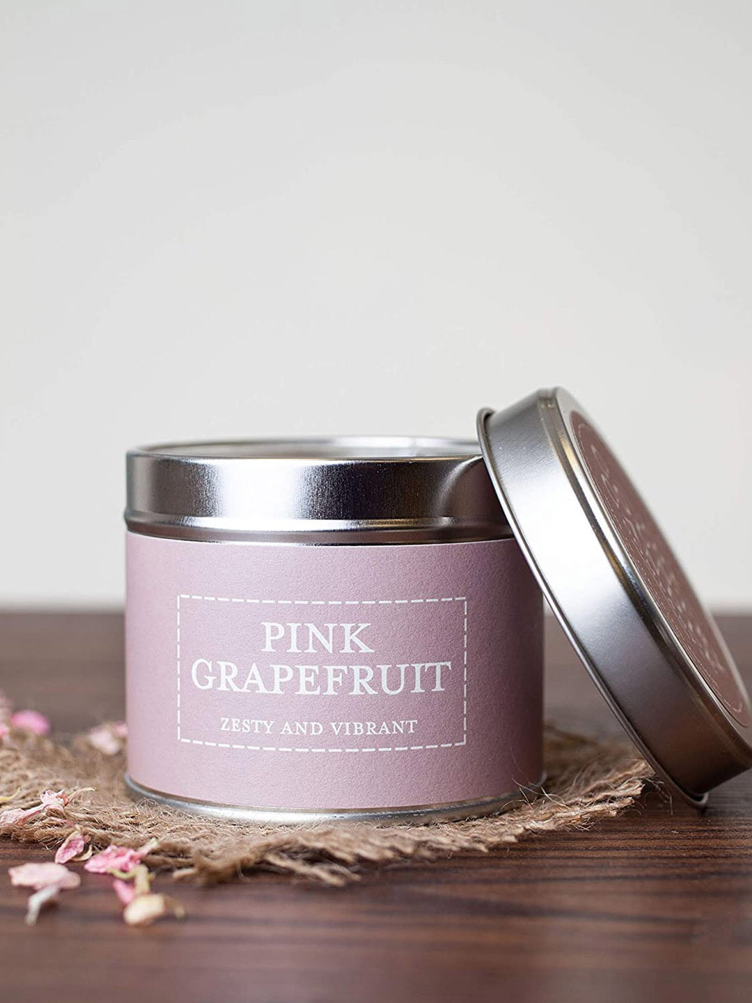 Aromatic Fables Tin Jar Candle Pink Grapefruit 1 Wick Solid Geometric Regular Candles