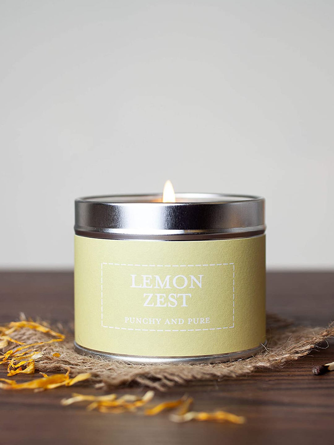 Aromatic Fables Tin Jar Scented 1 Wick Lemon Solid Geometric Regular Candles