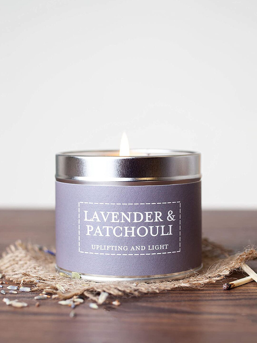 Aromatic Fables Tin Jar 1 Wick Lavender and Patchouli Solid Geometric Regular Candles