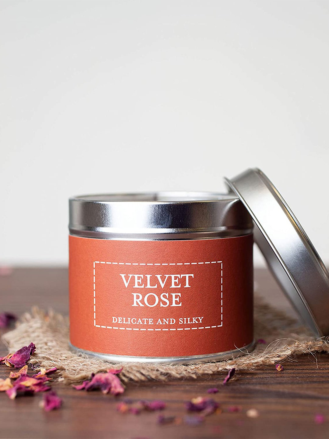 Aromatic Fables Tin Jar Scented 1 Wick Velvet Rose Solid Geometric Regular Candles