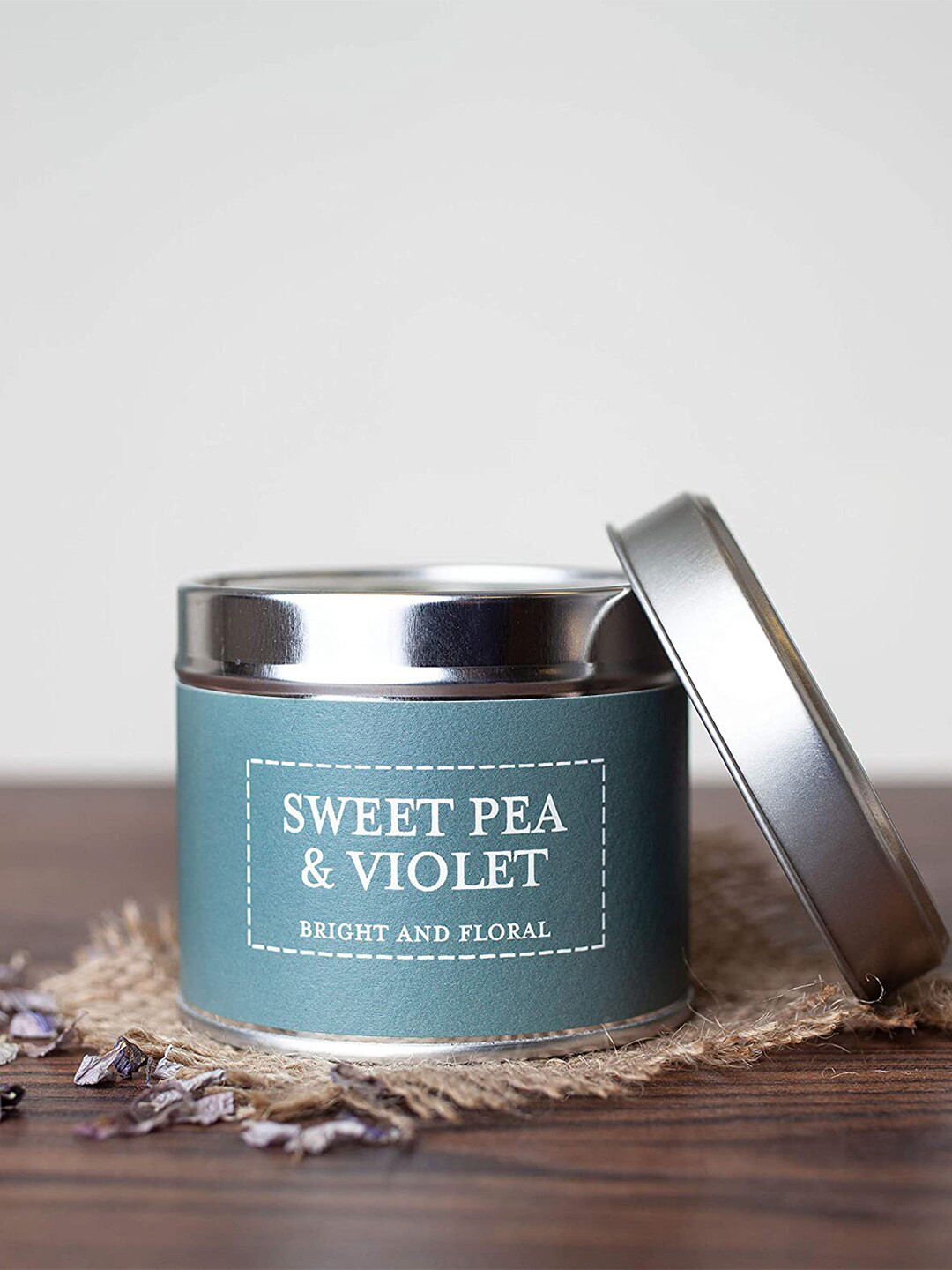 Aromatic Fables Tin Jar Candle Sweet Pea Scented 1 Wick Solid Round Regular Candles