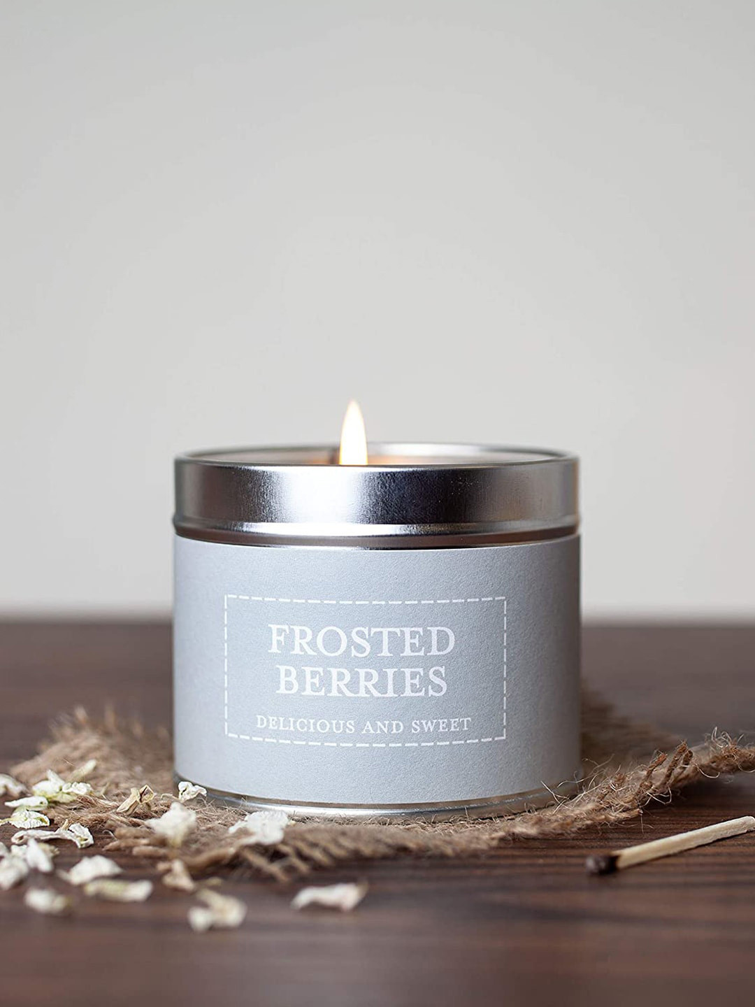 Aromatic Fables Tin Jar Candle Frosted Berries 1 Wick Solid Geometric Regular Candles