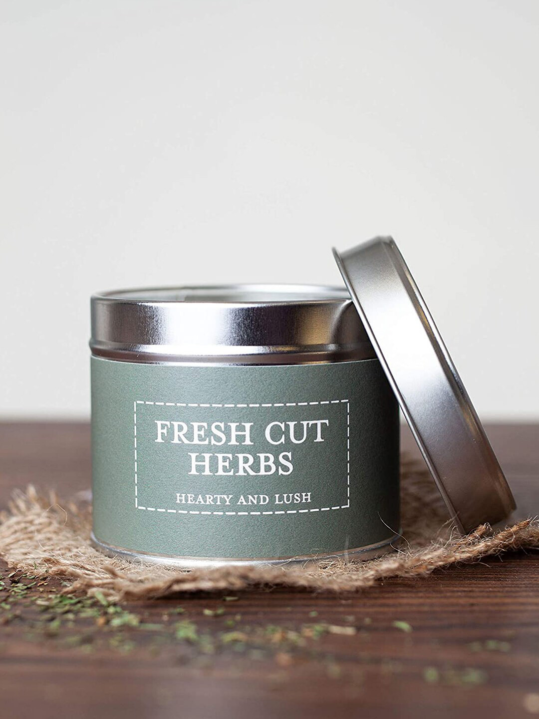 Aromatic Fables Tin Jar Candle Herb Garden Scented 1 Wick Solid Geometric Regular Candles