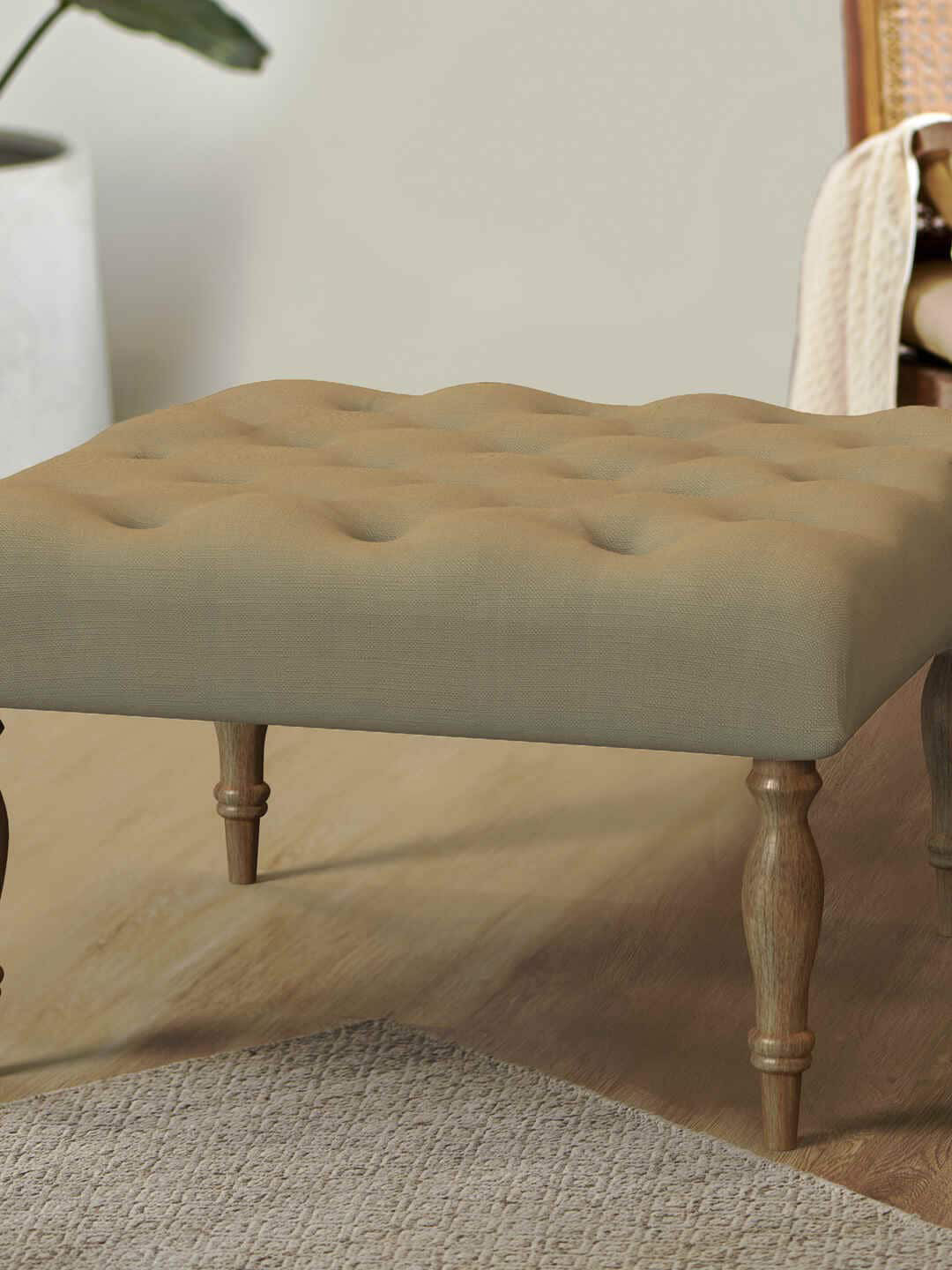 Chumbak Beige Round Ottomans