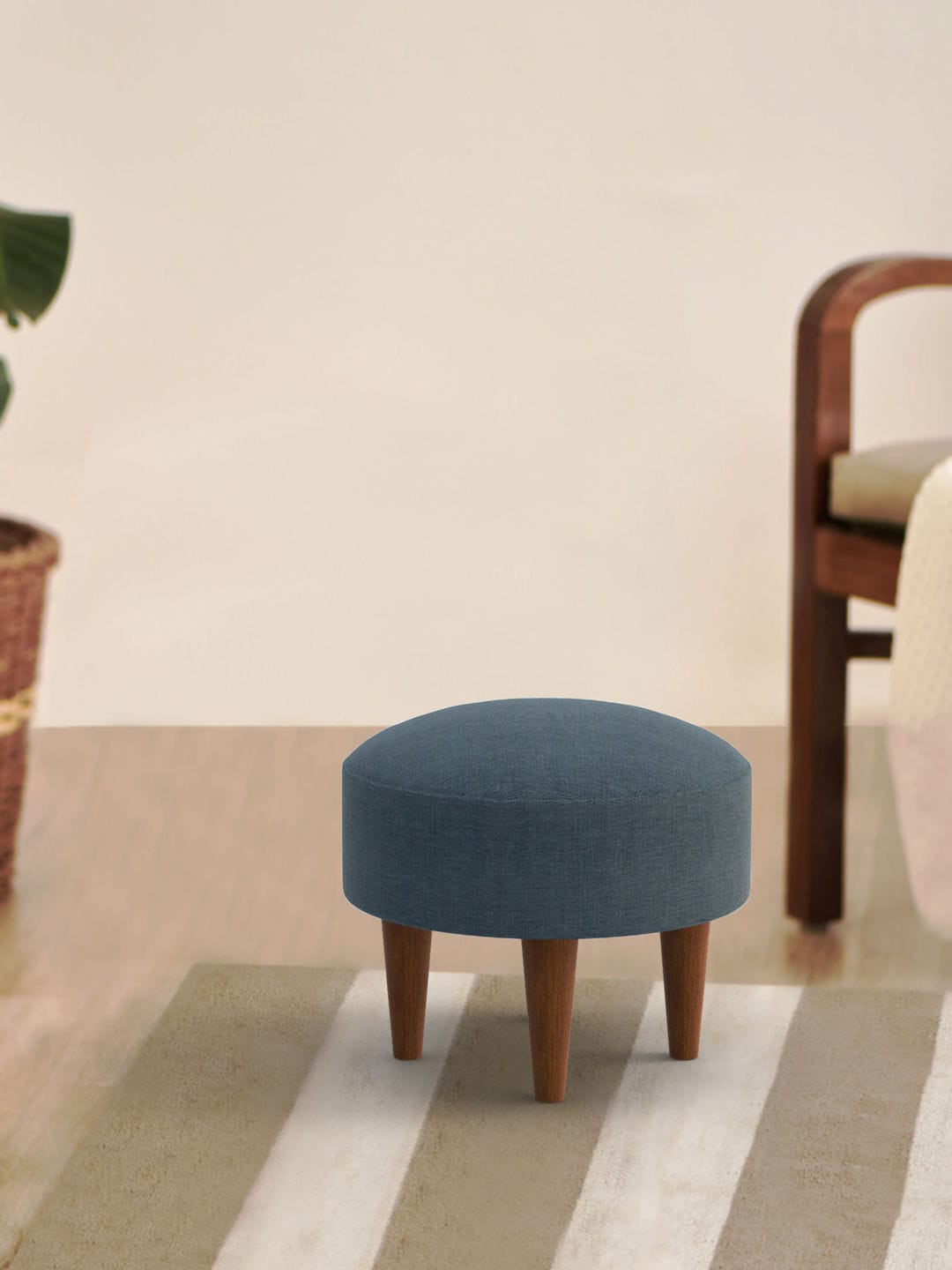 Chumbak Blue Round Ottomans