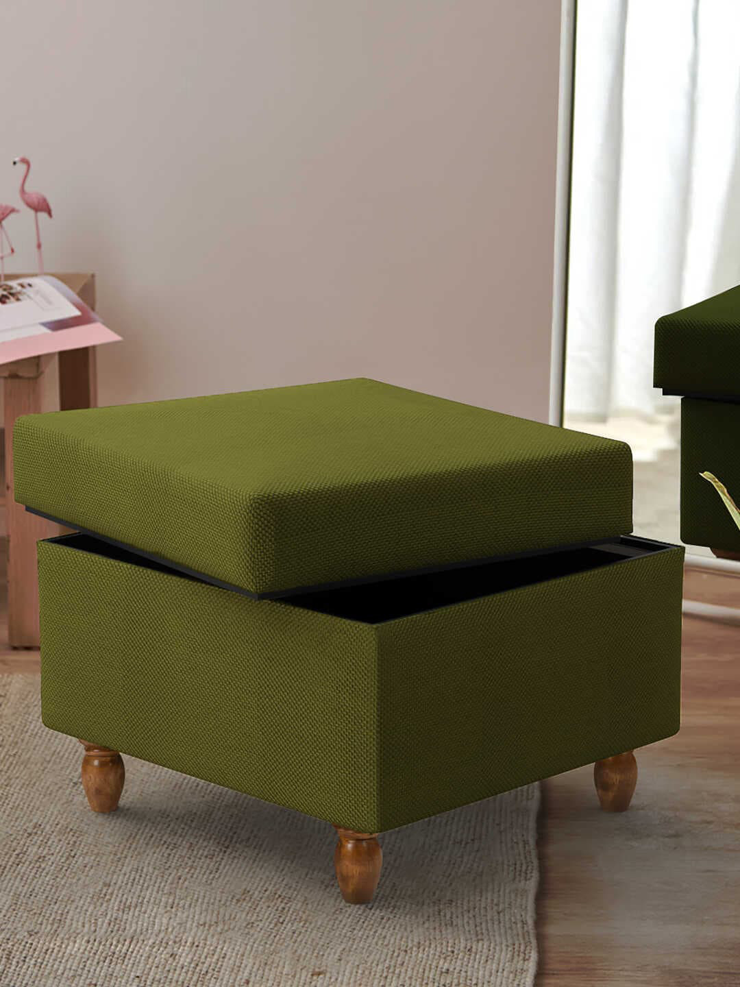 Chumbak Green Printed Rectangle Ottomans