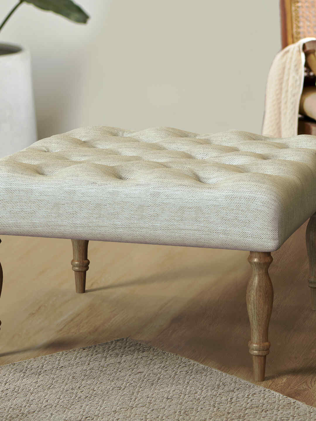 Chumbak Grey Square Ottoman