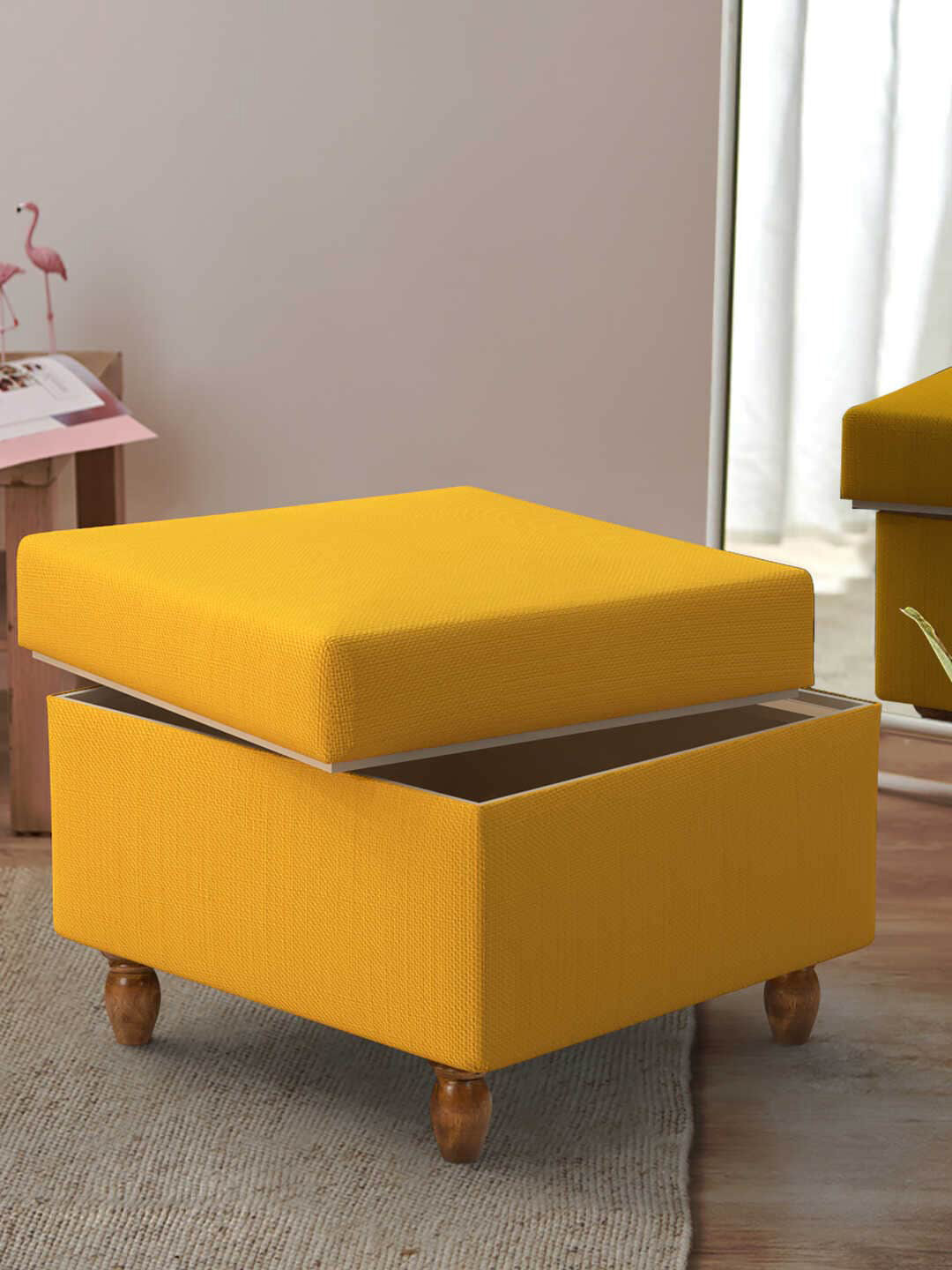 Chumbak Yellow Rectangle Storage Ottomans