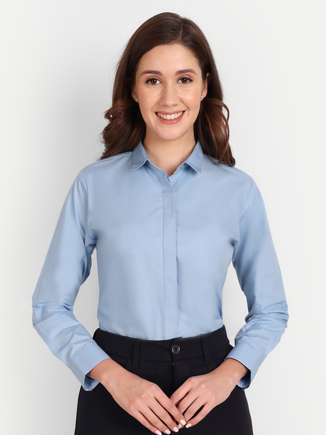 Buy ASCIIBLUES Regular Fit Spread Collar Long Sleeve Cotton Formal Shirt Shirts for Women 24199628 Myntra