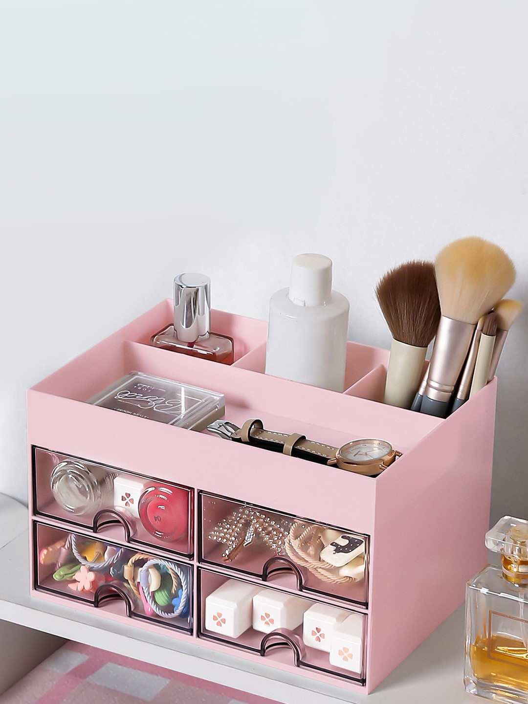 HOUSE OF QUIRK Pink Multifunctional Desk Organizer