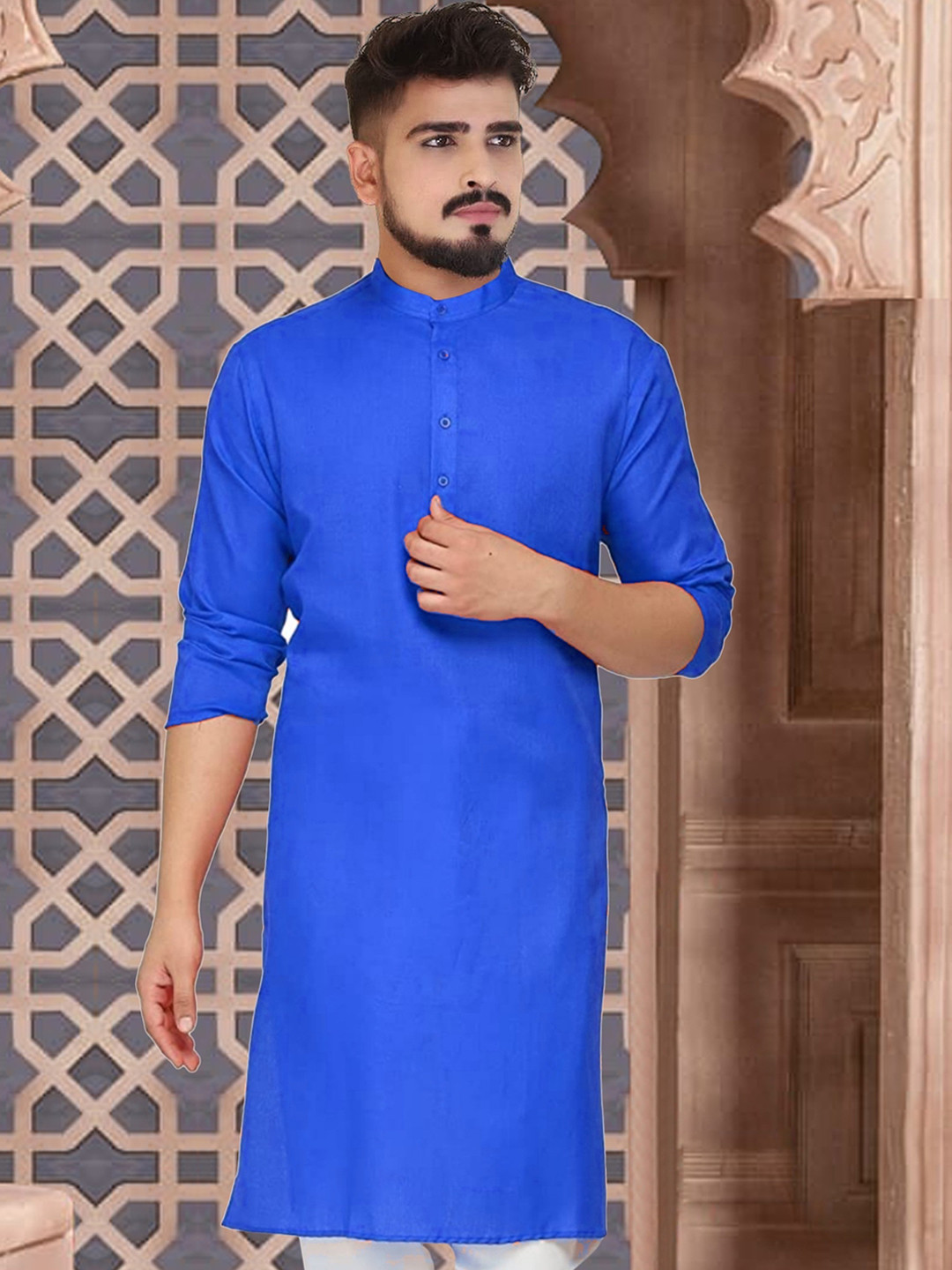CELLUX Band Collar Long Sleeves Straight Kurta