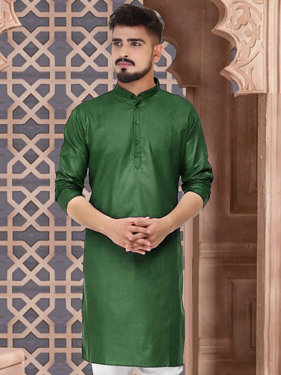 CELLUX Band Collar Long Sleeves Straight Kurta