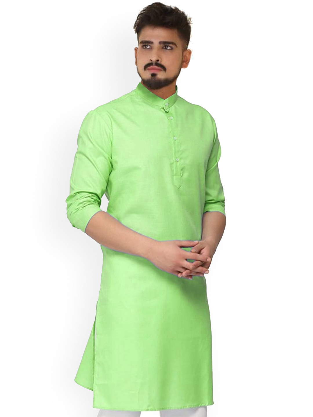 CELLUX Band Collar Long Sleeves Straight Kurta