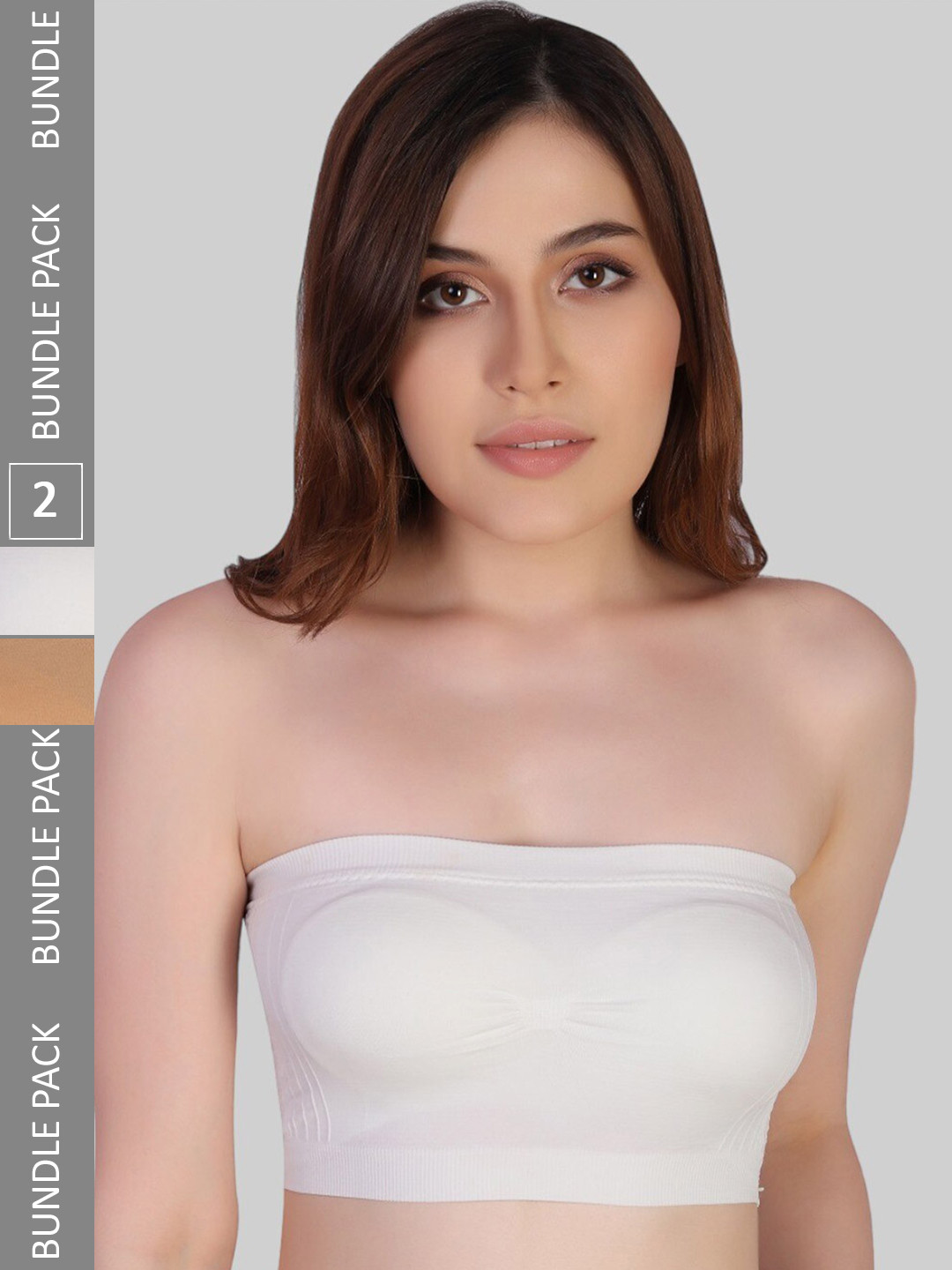 PLUMBURY Pack Of 2 Removable Padding Rapid-Dry Strapless Bandeau Bra All Day Comfort