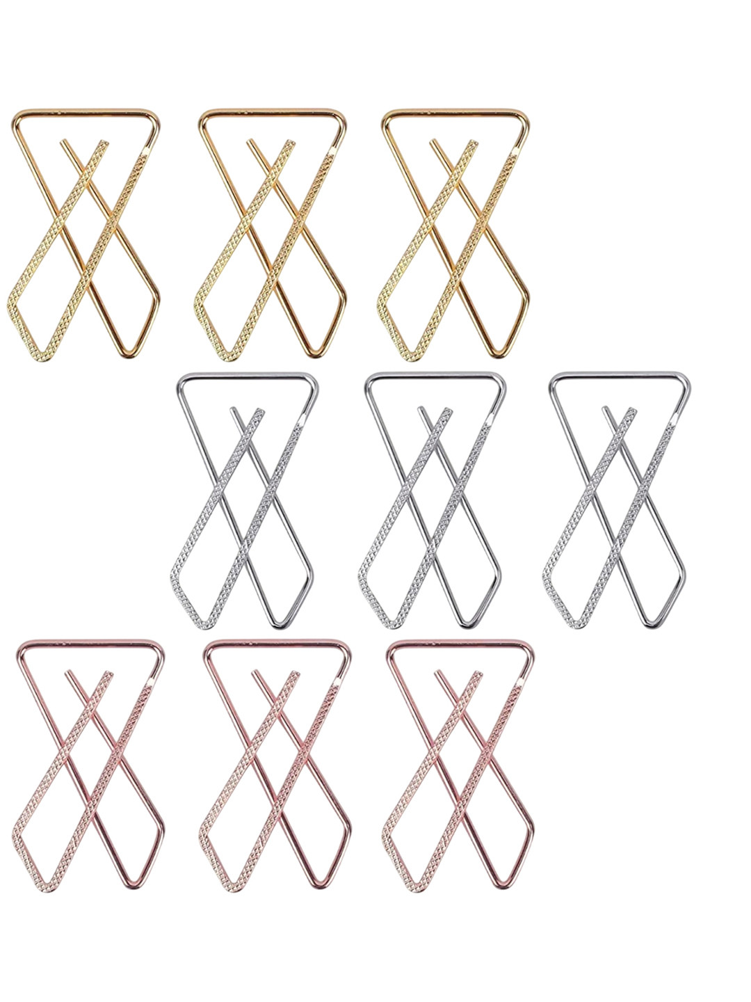 VAMA 12 Pcs Gold Silver & Rosegold Clip On Safety Saree Pleats Pin Brooch