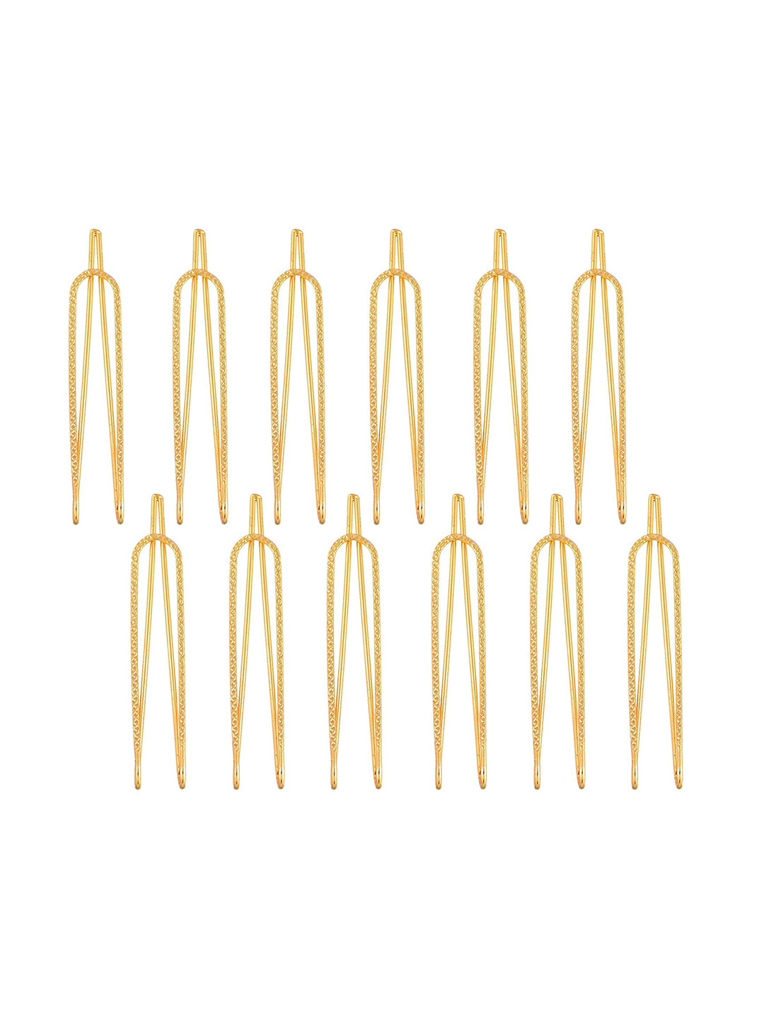 VAMA 12 Pcs Gold Plated Clip On Safety Saree Pleats Pin Brooch