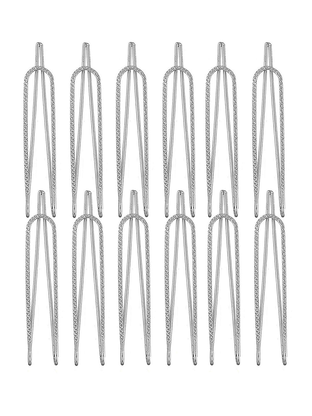 VAMA 12 Pcs Silver Plated Clip On Safety Saree Pleats Pin Brooch