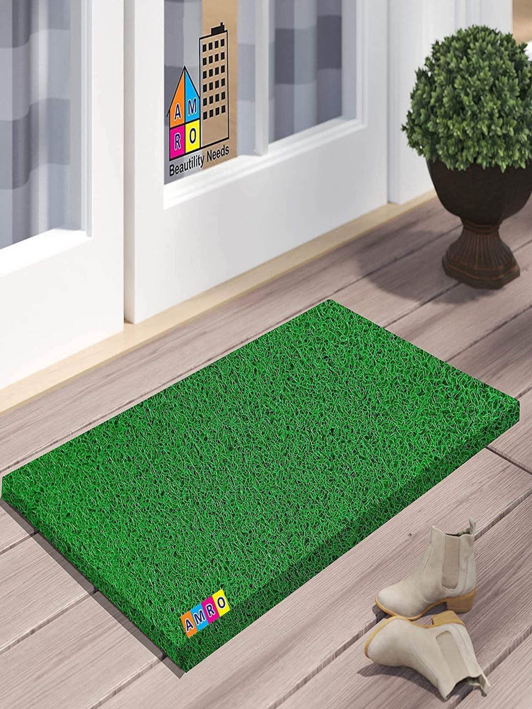 AMRO BEAUTILITY NEEDS Green Self-Designed Anti-Skid Floor Mat