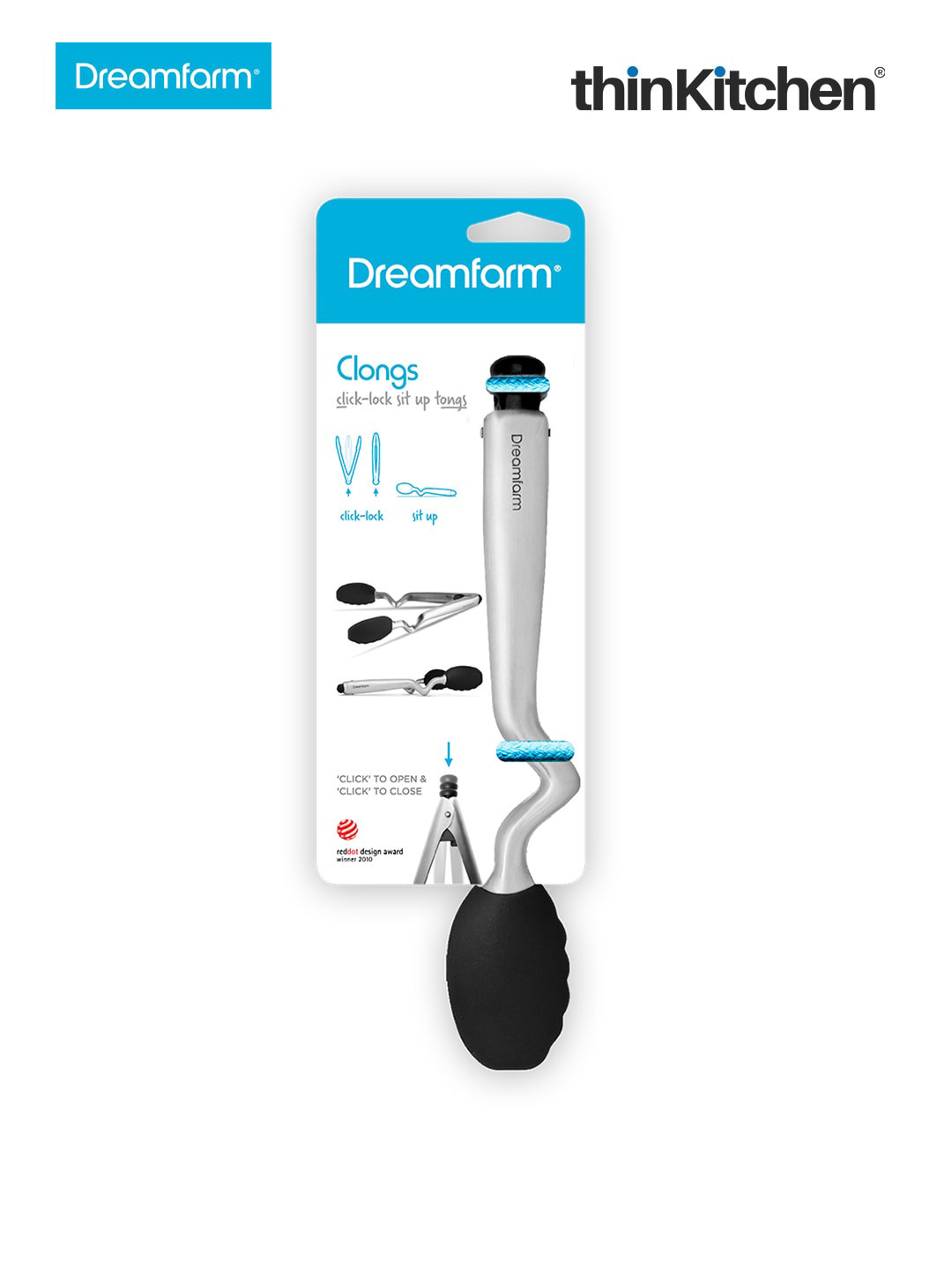 Dreamfarm Black Stainless Steel Tongs