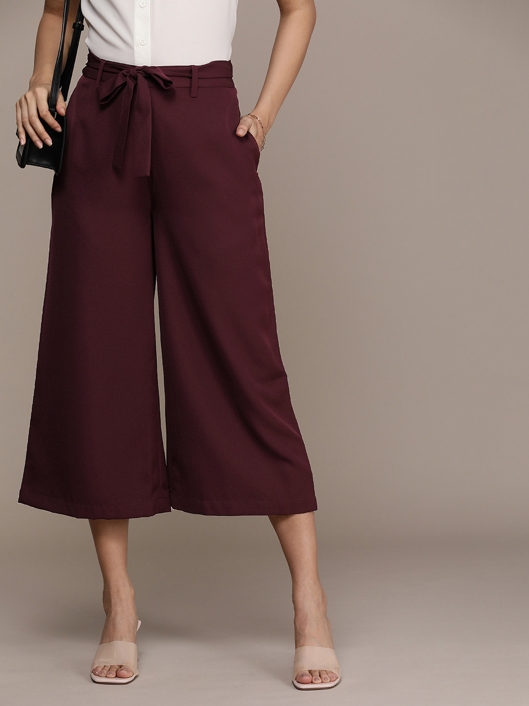 French Connection Women Culottes Trousers Comes With A Belt