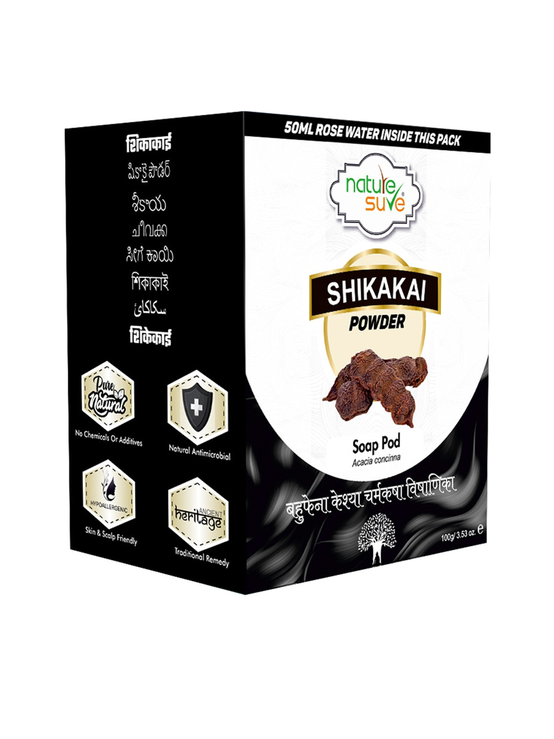 Nature Sure Shikakai Powder - 100g & Rose Water - 50ml