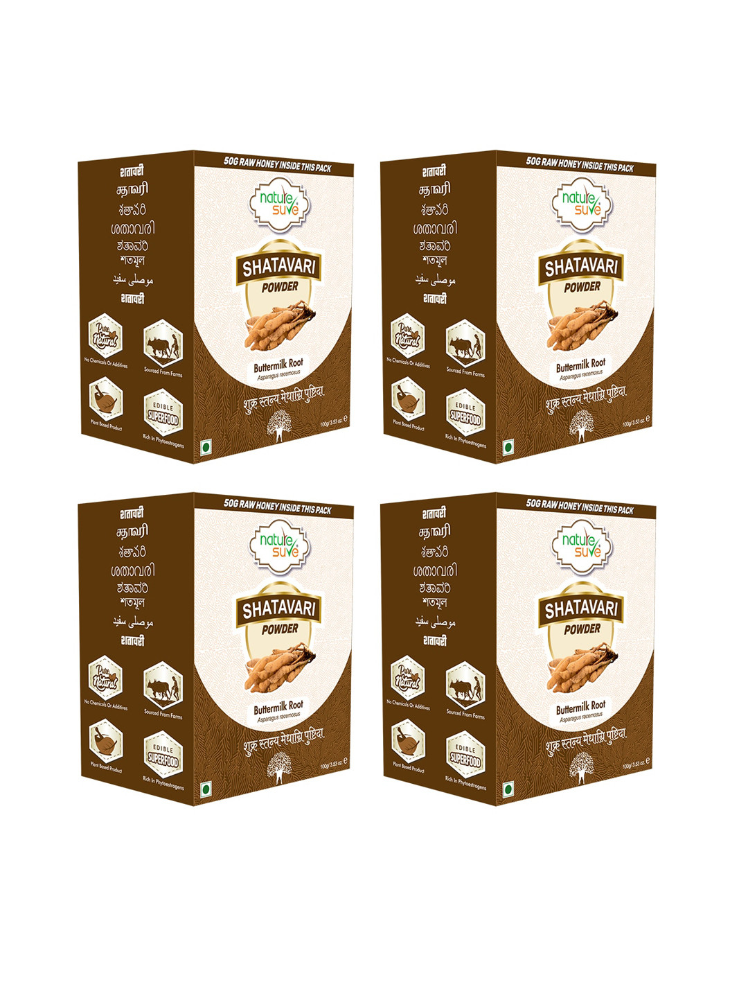 Nature Sure Set Of 4 Shatavari Powder With Raw Honey