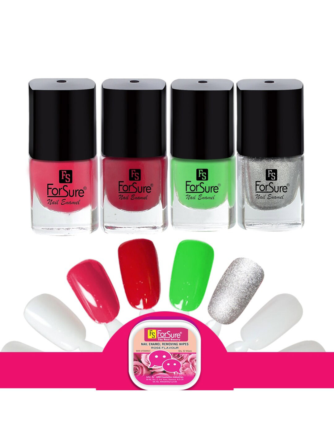 ForSure Trendy Quick Dry Set of 4 Nail Paints - 5ml Each - 101 - 117 - 106 - 105