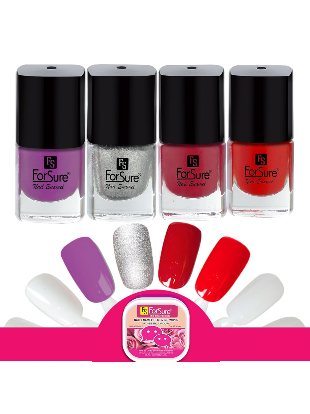 ForSure Trendy Quick Dry Set of 4 Nail Paints - 5ml Each - 105 - 106 - 107 - 109