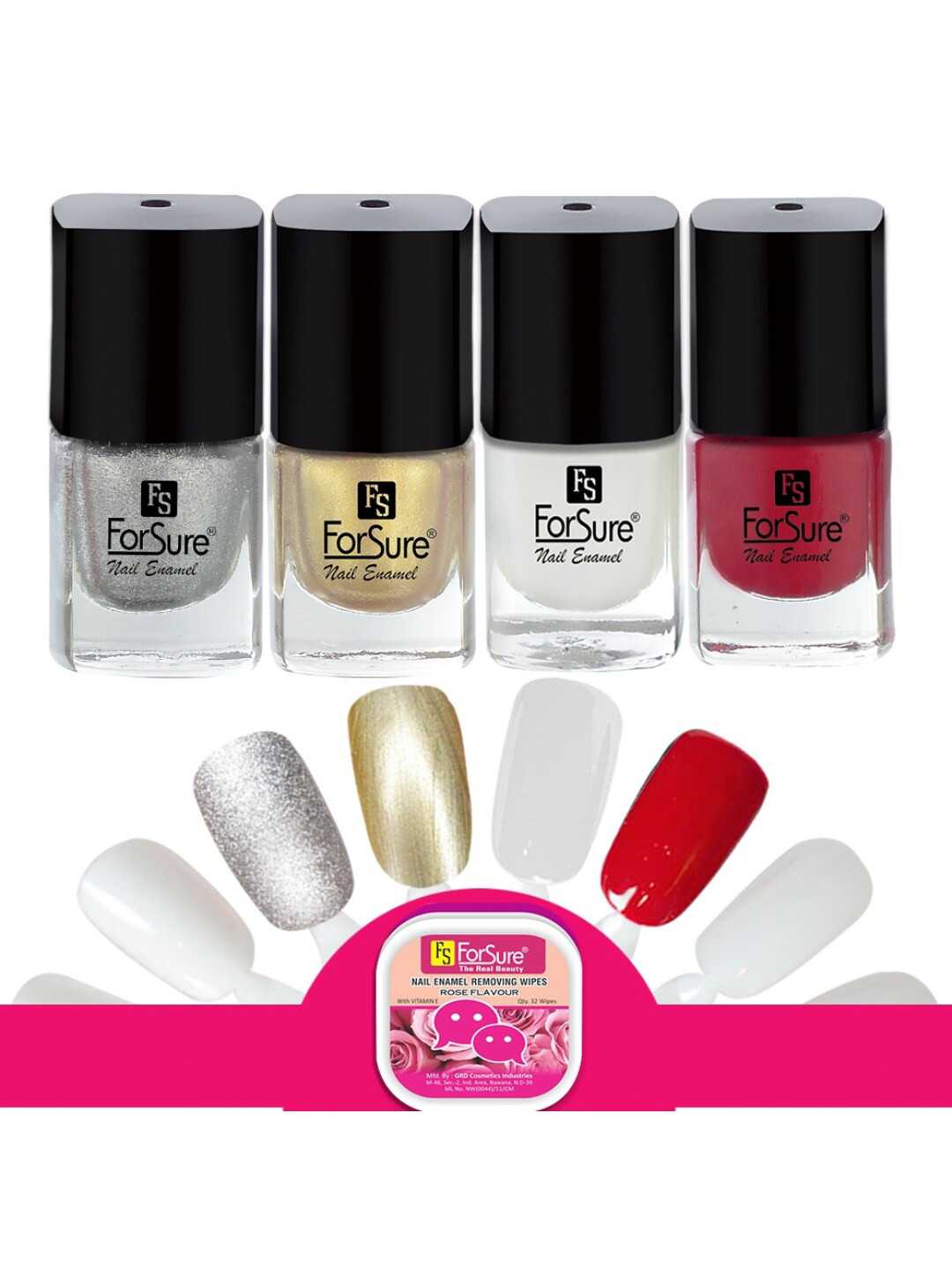 ForSure Trendy Quick Dry Set of 4 Nail Paints - 5ml Each - 104 - 105 - 106 - 115