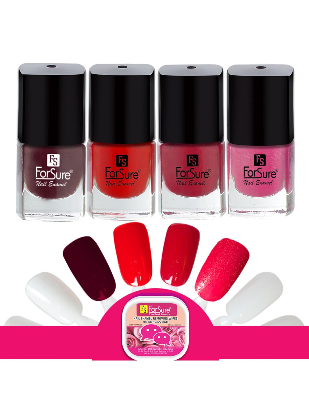 ForSure Trendy Quick Dry Set of 4 Nail Paints - 5ml Each - 106 - 107 - 108 - 111