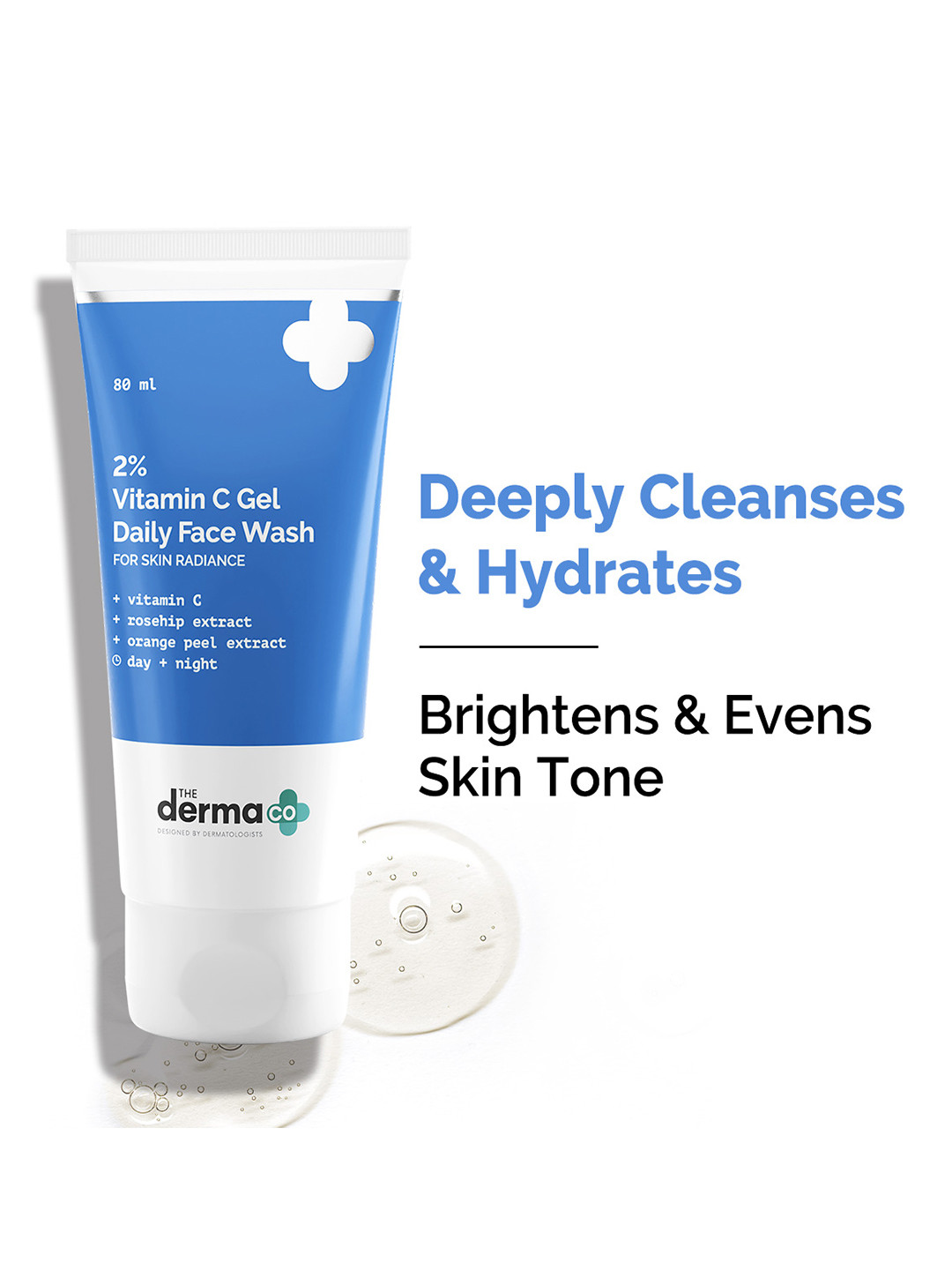 The Derma co. 2% Vitamin C + Rosehip & Orange Peel Extract Gel Daily Face Wash - 80 ml