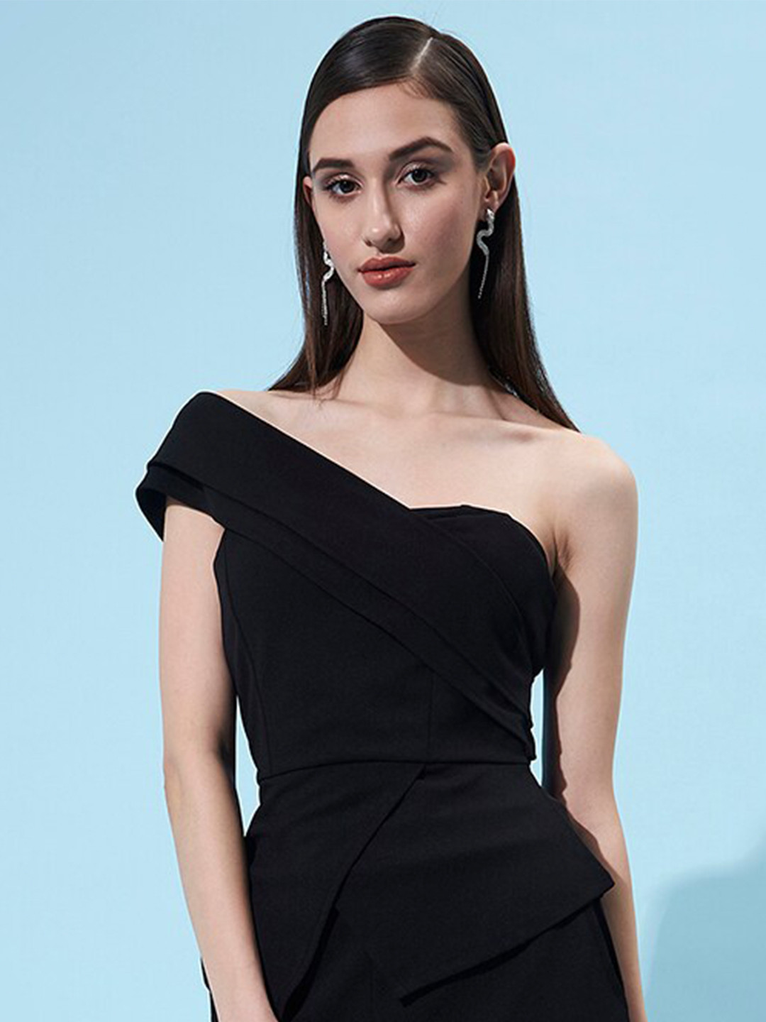 Athena Black One Shoulder A-Line Top