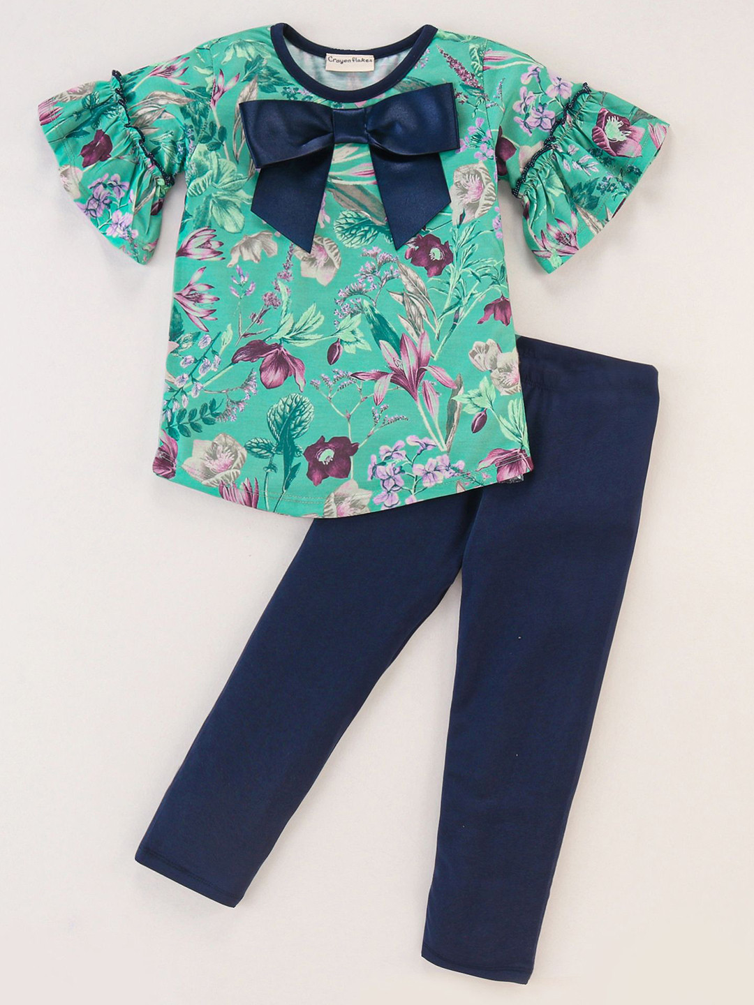 CrayonFlakes Floral Printed T-shirt with Leggings