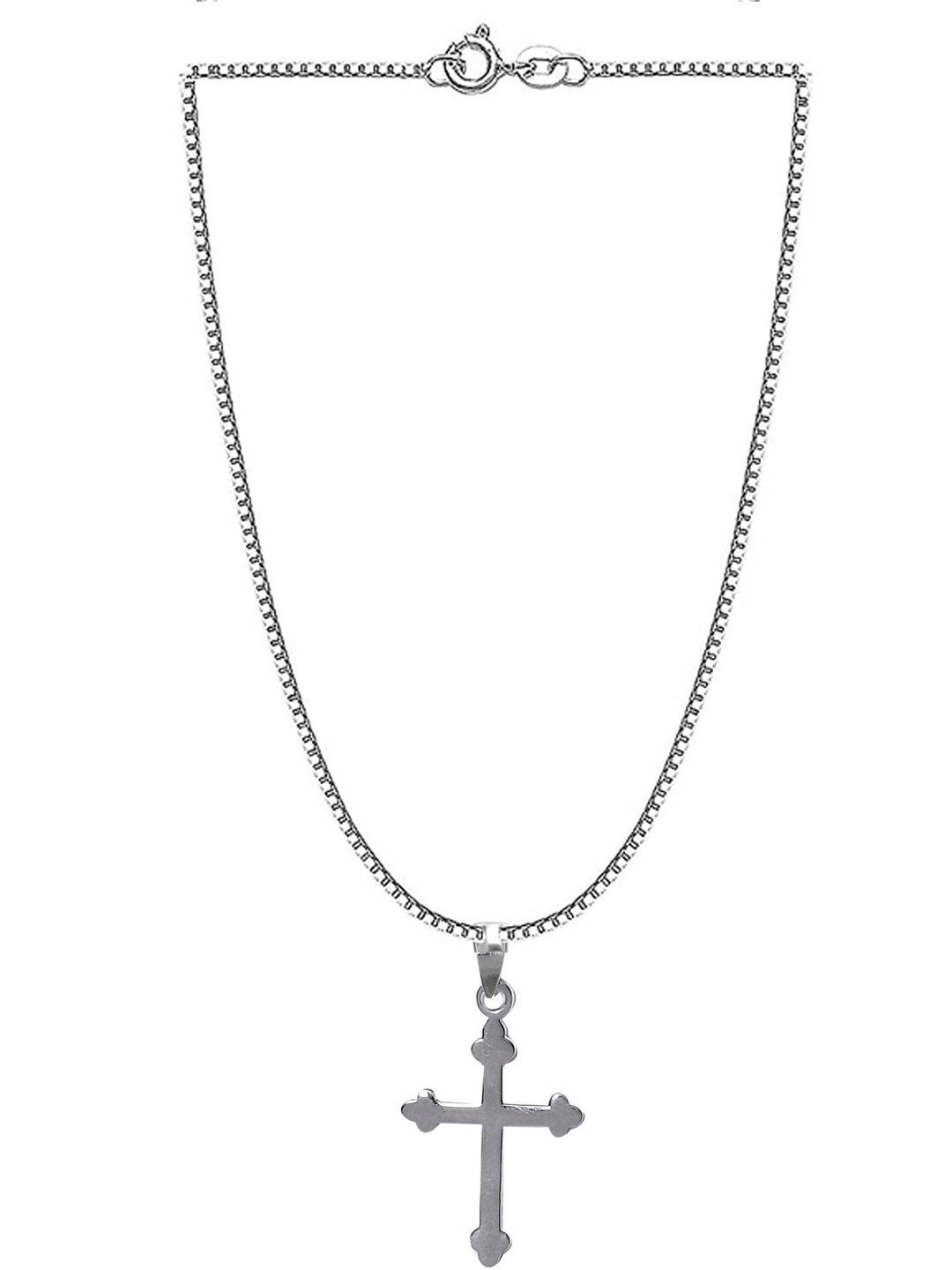 Abhooshan Unisex 92.5 Sterling Silver Cross Charm Pendant With Chain