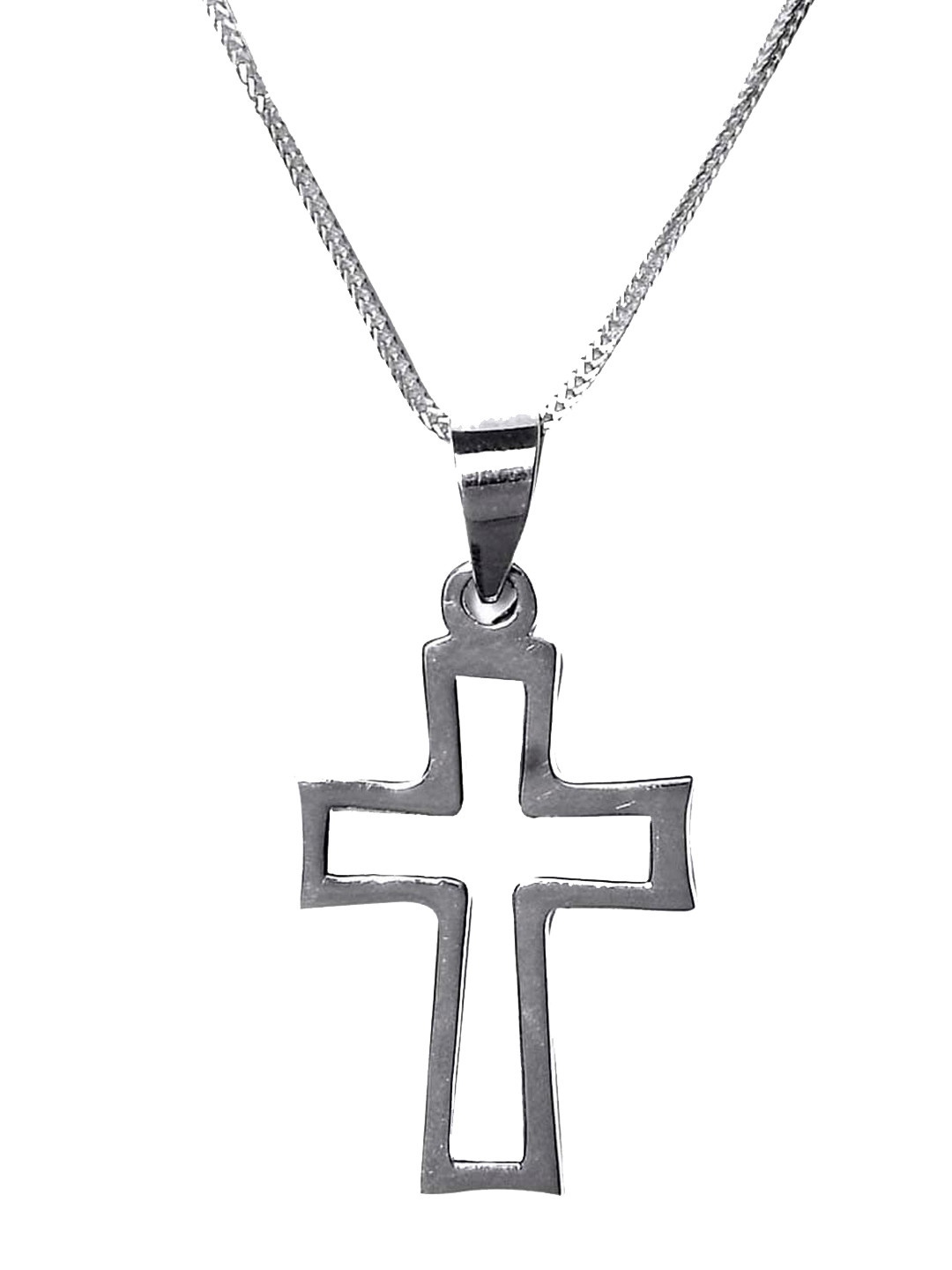 Abhooshan Unisex 925 Sterling Silver Holy Cross Charm Pendant With Chain