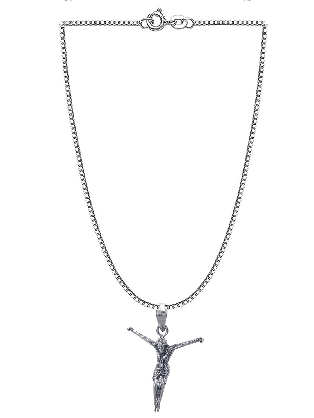 Abhooshan 92.5 Pure Silver Jesus Christ-Charm Pendant With Chain