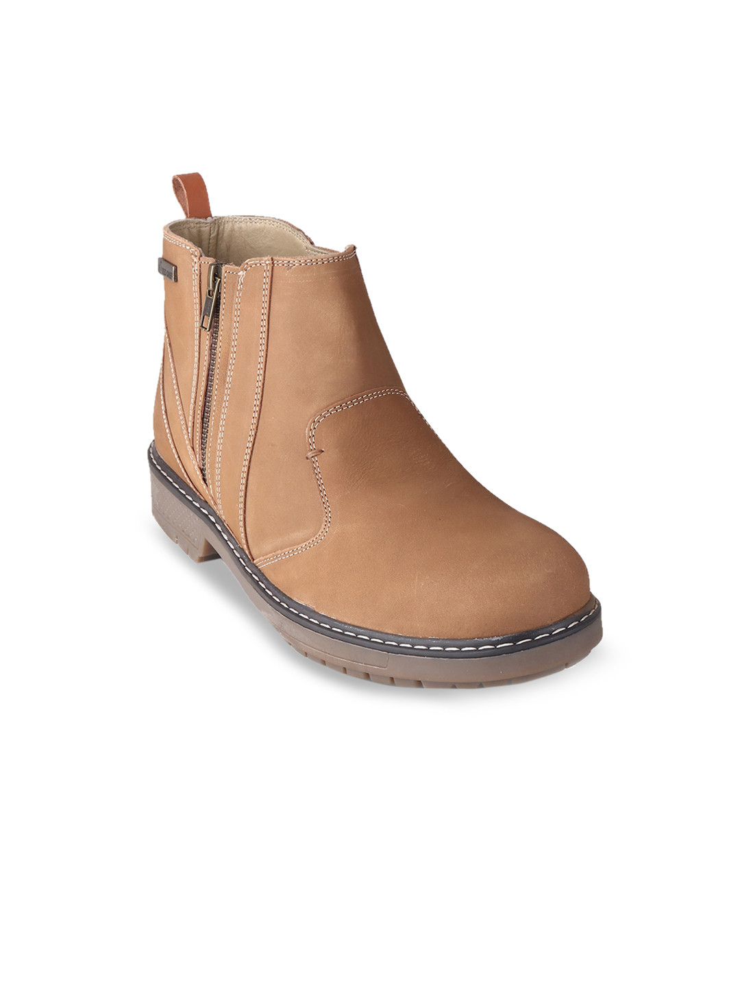 Red Chief Men Mid Top Block-Heeled Leather Regular Boots