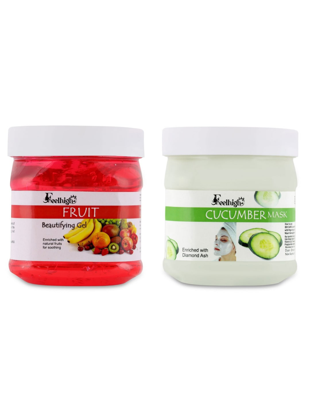 FEELHIGH Set Of 2 Face & Body Fruit Gel & Cucumber Mask-500gm + 500gm