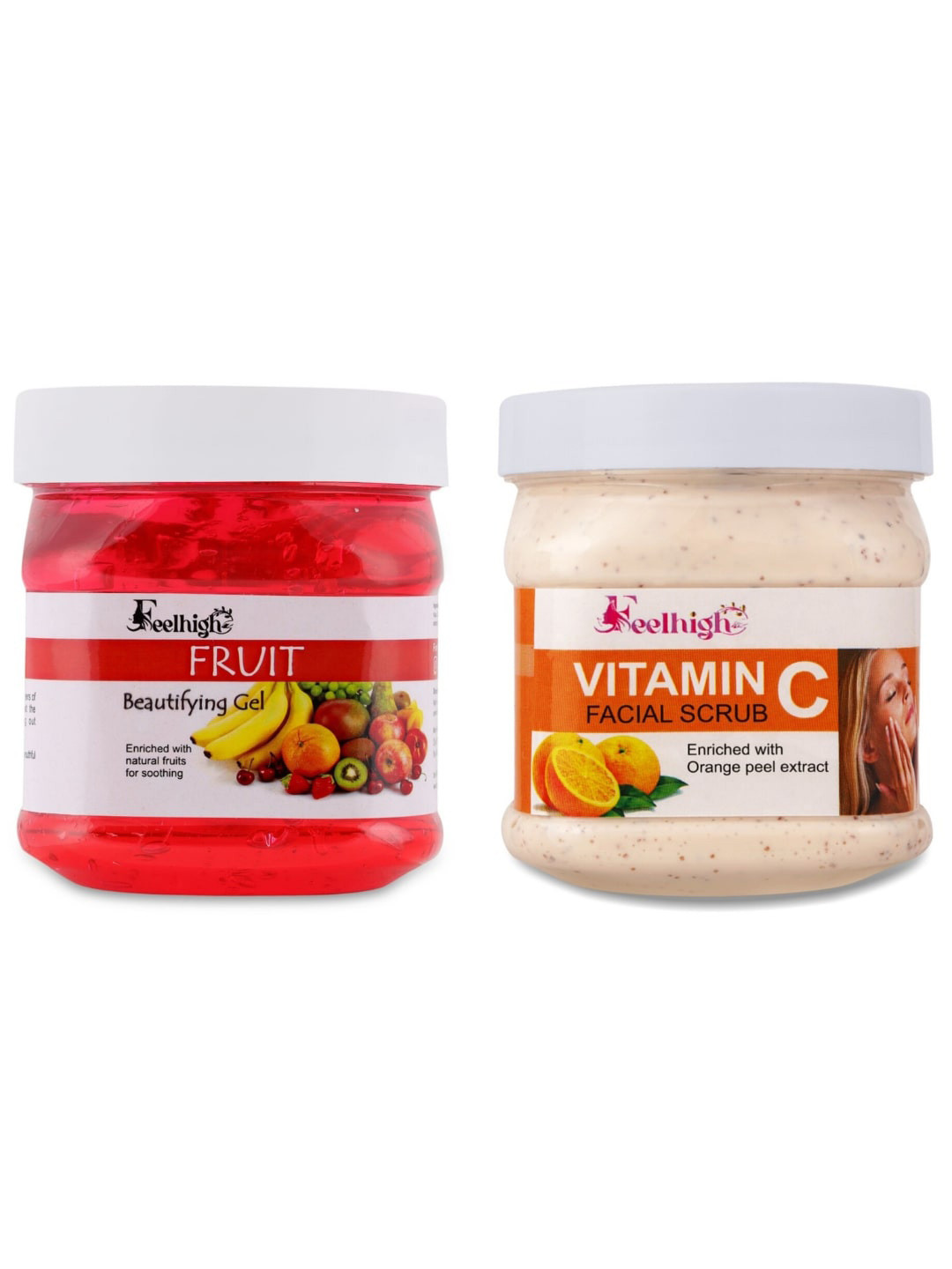 FEELHIGH Set Of 2 Face & Body Beautifying Fruit Gel  & Vitamin C Scrub-500ml Each