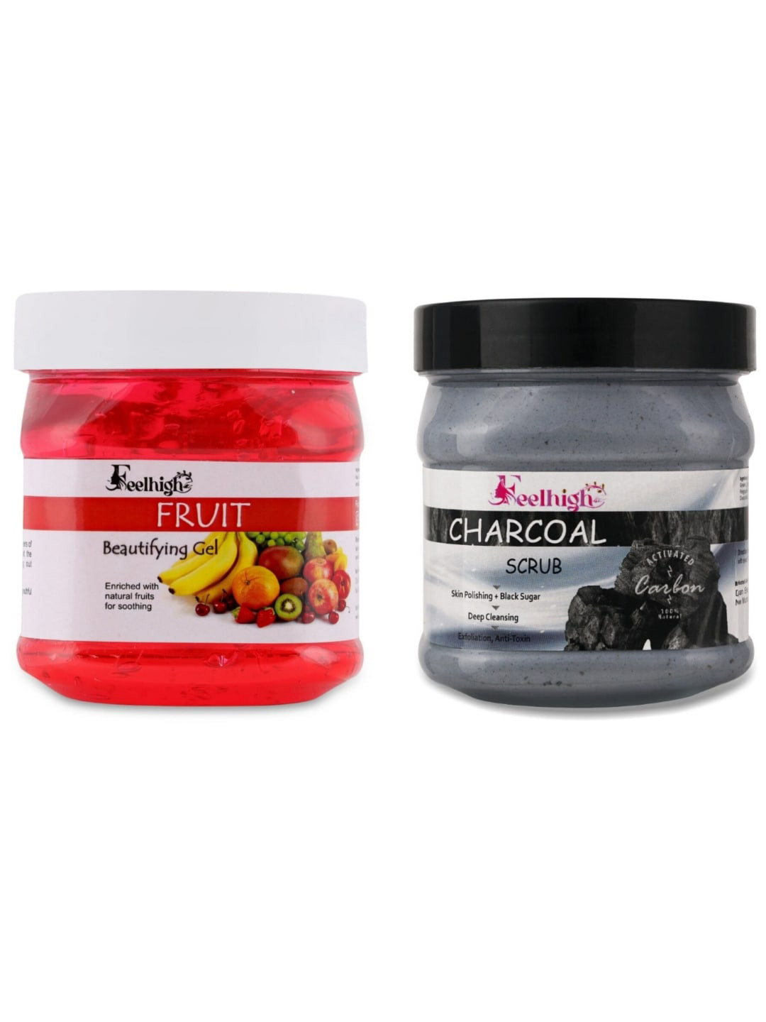 FEELHIGH Set of Fruit Beautifying Gel & Charcoal Scrub - 500 ml Each